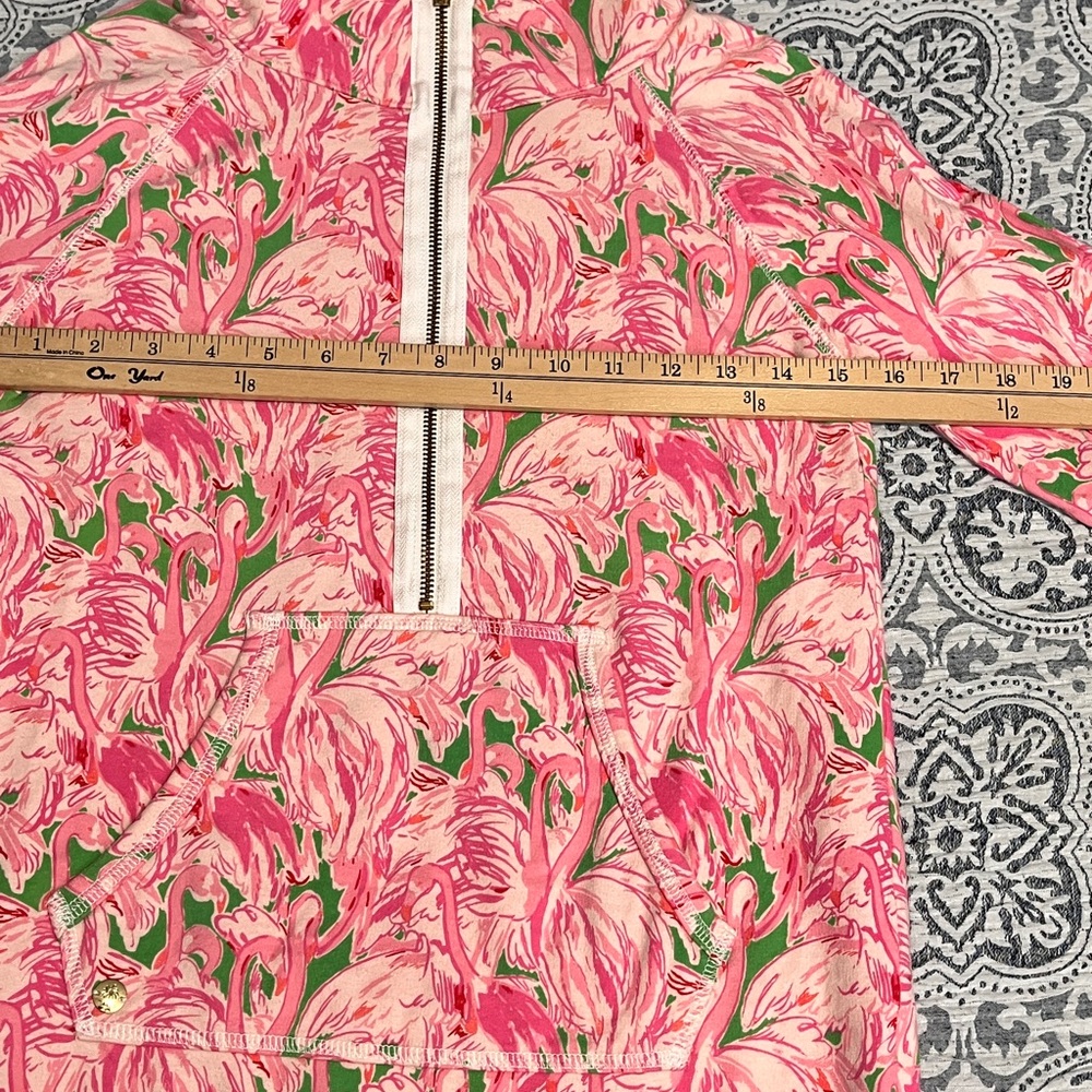 Lilly Pulitzer Pink Flamingo Floral Half-Zip Pullover Hoodie XS - Picture 7 of 11